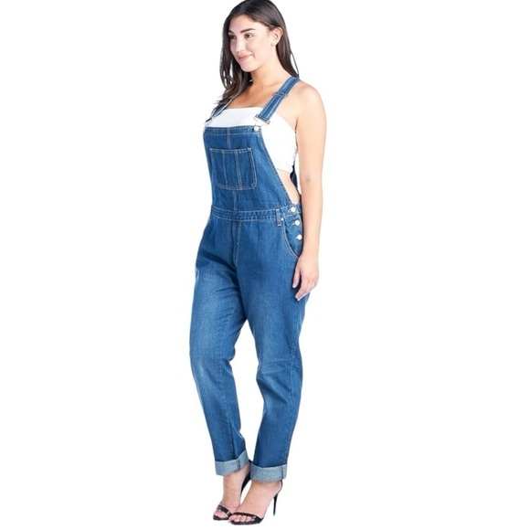 Classic Boyfriend Faded Denim Overall, Adjustable Straps Women’s Size Me… - Picture 1 of 11
